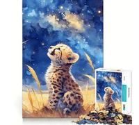 Rompecabezas de 1000 Piezas con diseño de Cachorro de Guepardo en Acuarela Mirando Las Estrellas Juguete Creativo con Cierre Seguro sin Piezas Sueltas Actividad para Fortalecer los Lazos Familiares