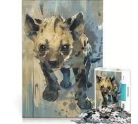 Rompecabezas de 1000 Piezas con diseño de Cachorro de hiena Pintura Digital, Juguete antiestrés para la diversión Familiar, con Piezas de Formas aleatorias Que encajan Perfectamente 38x26cm