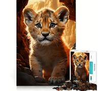 Rompecabezas de 1000 Piezas con diseño de Cachorro de león,Corte Suave,Juego Mental,Regalo para un Momento de Juego Relajante,Pieza de Arte navideña (38x26cm)