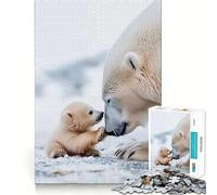 Rompecabezas de 1000 Piezas con diseño de Cachorro de Oso Polar y su Madre, Ideal para Adolescentes Juguete de lógica, Sencillo, Divertido, con Bordes Suaves y Elegante (38x52cm)