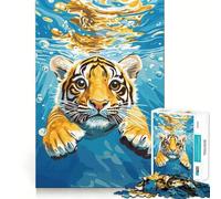 Rompecabezas de 1000 Piezas con diseño de Cachorro de Tigre Nadando bajo el Agua para Adultos y Adolescentes Juguete para el Tiempo Libre Decoración de Pared con Bordes precisos 38x26cm