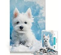 Rompecabezas de 1000 Piezas con diseño de Cachorro de West Highland White Terrier Juguete Creativo con Cierre Seguro sin Piezas Sueltas Actividad para Fortalecer los Lazos Familiares (38x26cm)