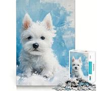 Rompecabezas de 1000 Piezas con diseño de Cachorro de West Highland White Terrier para Adultos Juego para ejercitar la Mente Corte láser para un Ajuste Actividad gratificante para días lluviosos