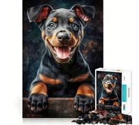 Rompecabezas de 1000 Piezas con diseño de Cachorro Doberman Sonriente para Adultos y Adolescentes Ideal para Mejorar la Memoria, Relajarse, Cortar con precisión y Regalar 38x52cm