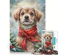 Rompecabezas de 1000 Piezas con diseño de Cachorro en Acuarela y Bufanda roja para Adolescentes Ideal para Entrenar la Memoria divertirse Limpiar y conectar sin Problemas Actividad para Grupos