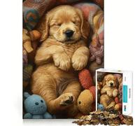 Rompecabezas de 1000 Piezas con diseño de Cachorro Golden Retriever durmiendo, Ideal para Adolescentes Juguete de lógica Mental para el Tiempo Libre Bordes Finos 50x75cm