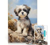 Rompecabezas de 1000 Piezas con diseño de Cachorro Shih Tzu para Adultos Mejora la Memoria, diversión Familiar, diseño para armar, Elige tu Deseo de Papá Noel 38x52cm