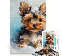 Rompecabezas de 1000 Piezas con diseño de Cachorro Yorkshire Terrier en la Nieve Juego cognitivo Divertido con Estructura de Encaje preciso Actividad para Fortalecer los Lazos Familiares (50x75cm)