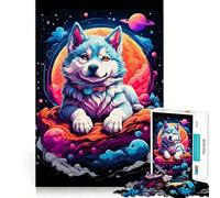 Rompecabezas de 1000 Piezas con diseño de Cachorros de Husky Siberiano para Adolescentes Juguete antiestrés con Corte preciso y Lista de Deseos de Papá Noel 38x52cm