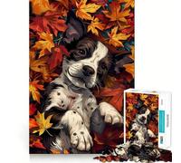 Rompecabezas de 1000 Piezas con diseño de Cachorros y Hojas de otoño para Adolescentes Refuerza la Memoria y Proporciona Momentos de Paz Regalo clásico (38x52cm)