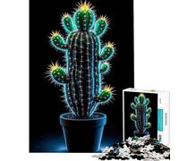 Rompecabezas de 1000 Piezas con diseño de Cactus neón Juegos relajantes y adictivos para Cultivar la Paciencia Excelentes Regalos y Juguetes Ideales para Parejas (tamaño 38x52cm)
