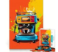 Rompecabezas de 1000 Piezas con diseño de cafetera Estilo Pop Art para Adolescentes Ideal para estimular la Memoria, para el hogar y para armar Un Regalo Encantador (38x52cm)