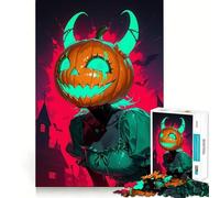 Rompecabezas de 1000 Piezas con diseño de Calabaza neón diabólica para Adolescentes Juguete antiestrés con Bordes precisos (50x75cm)