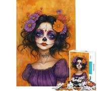Rompecabezas de 1000 Piezas con diseño de Calavera de azúcar Floral Rompecabezas de Belleza para Adolescentes Enséñales a armar tu Cerebro y Tus Manos Regalos para Amigos y Familiares 50x75cm