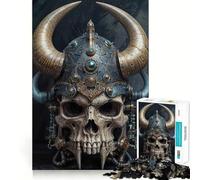 Rompecabezas de 1000 Piezas con diseño de Calavera de Guerrero nórdico,Piezas de Ajuste preciso,Juguete Creativo y Divertido,Ideal para Momentos de diversión acogedores y como Regalo de cumpleaños