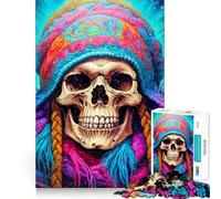 Rompecabezas de 1000 Piezas con diseño de Calavera de Tranquilidad psicodélica, Corte preciso, Divertido desafío Mental, Juguete para Relajarse, Juego de cumpleaños, Arte y Juego (38x52cm)