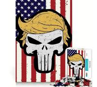 Rompecabezas de 1000 Piezas con diseño de Calavera de Trump, Orgullo Estadounidense, Bordes Lisos, Juego Divertido y Relajante, Regalo de cumpleaños (38x26cm)