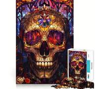Rompecabezas de 1000 Piezas con diseño de Calavera en vitral para Adolescentes Juguete para desarrollar la lógica, Ligero y Relajante Corte preciso Regalo clásico 50x75cm