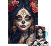 Rompecabezas de 1000 Piezas con diseño de Calavera Floral Rompecabezas de Belleza para Adolescentes Enséñales a armar tu Cerebro y Tus Manos Regalos para Amigos y Familiares 50x75cm
