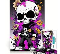 Rompecabezas de 1000 Piezas con diseño de Calavera, Flores y grafitis para Adolescentes Juguete de lógica Clara, fácil de Usar, Corte Perfecto, Regalo de cumpleaños 38x52cm