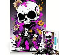 Rompecabezas de 1000 Piezas con diseño de Calavera, Flores y grafitis para Adolescentes Juguete Educativo y Divertido Diseño Compacto Regalo Ideal para Navidad 50x75cm