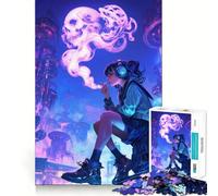 Rompecabezas de 1000 Piezas con diseño de Calavera fumando para Adultos Juguete de lógica aguda para el hogar y el Ocio Corte preciso Regalo conmovedor 38x52cm