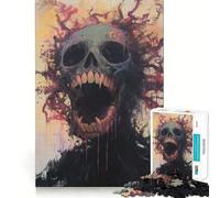 Rompecabezas de 1000 Piezas con diseño de Calavera Gritando para Adolescentes Juguete para ejercitar la Mente y Relajarse Corte Premium (38x26cm)