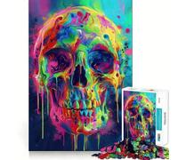 Rompecabezas de 1000 Piezas con diseño de Calavera psicodélica para Adolescentes Ideal para estimular la Memoria, Jugar y Relajarse Bordes Ajustados Regalo Premium (50x75cm)