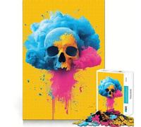 Rompecabezas de 1000 Piezas con diseño de Calavera y explosión de Polvo de Colores para Adolescentes Juego Inteligente para Crear vínculos afectivos Obra de Arte para armar 50x75cm