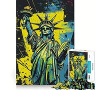 Rompecabezas de 1000 piezas con diseño de calavera y grafiti de la Estatua de la Libertad Regalo ideal para adultos Juguete para ejercitar la mente y relajarla Arte para armar Regalo memorable 50x75cm