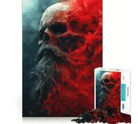 Rompecabezas de 1000 Piezas con diseño de Calavera y Humo Rojo para Adultos Juguete de lógica para el hogar y el Ocio Diseño preciso Regalo conmovedor 50x75cm