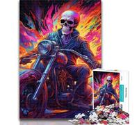 Rompecabezas de 1000 Piezas con diseño de Calavera y Motocicleta, Ideal para Adultos y Adolescentes Entrena tu Cerebro y Tus Manos Regalos para Amigos y Familiares 50x75cm