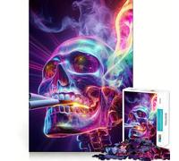Rompecabezas de 1000 Piezas con diseño de Calavera y Papel de Liar Regalos para Adultos Juguete para ejercitar la Mente Diseño Divertido y silencioso 38x26cm