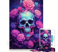 Rompecabezas de 1000 Piezas con diseño de Calavera y Rosas para Adolescentes Juguete antiestrés con Corte preciso y Lista de Deseos de Papá Noel 38x52cm