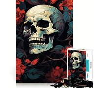 Rompecabezas de 1000 Piezas con diseño de Calavera y Rosas para Adultos Juguete de lógica Pura, Relajante y Divertido Corte preciso Regalo increíble 50x75cm