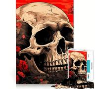 Rompecabezas de 1000 Piezas con diseño de Calaveras y Amapolas para Adultos Juguete para ejercitar la Mente Diversión compartida Arte de Corte preciso 38x52cm