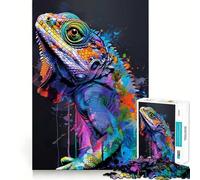 Rompecabezas de 1000 Piezas con diseño de camaleón,Pintura de Animales,Corte preciso,Arte,lógica,Juego de Ocio,diversión,decoración navideña para Pared (38x26cm)