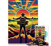 Rompecabezas de 1000 Piezas con diseño de Caminata Senderismo y Puesta de Sol Juguete Que desafía la Mente Troquelado de Alta precisión Un Reto Divertido para Pasar el Tiempo (38x52cm)