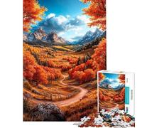 Rompecabezas de 1000 Piezas con diseño de Camino de montaña otoñal para Adolescentes Ideal para Actividades Familiares y Divertidas en casa Juguetes educativos 38x52cm
