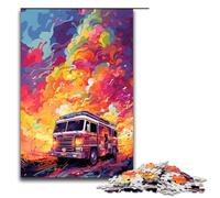 Rompecabezas de 1000 Piezas con diseño de Camiones de Bomberos rodeados de Salpicaduras de Gran Grosor para Adultos Ideal para Parejas y Adolescentes a Partir de 14 años 75 x 50 cm