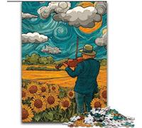 Rompecabezas de 1000 Piezas con diseño de Campo de Girasoles y Cielo Estrellado para Adolescentes, Juguetes educativos y Juegos Familiares,Ideal para Decorar tu Escritorio (26x38cm)