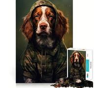 Rompecabezas de 1000 Piezas con diseño de Camuflaje de Spaniel Brittany,Bordes Lisos,Juego Creativo,Juguete para Pasar un rato Agradable,Regalo Divertido de cumpleaños (50x75cm)