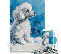 Rompecabezas de 1000 Piezas con diseño de caniche Blanco Juego cognitivo Divertido Troquelado de Alta precisión aliviar el estrés (38x26cm)