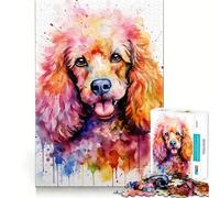 Rompecabezas de 1000 Piezas con diseño de caniche en Acuarela Vibrante para Adultos Juguete para el hogar Disfrute de un Corte Fino Regalo Ideal para Navidad (38x52cm)