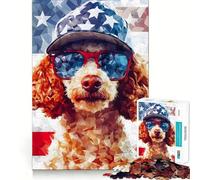 Rompecabezas de 1000 Piezas con diseño de caniche patriótico para Adultos Juguete de lógica Clara, Divertido y Relajante Corte Perfecto Regalo Elegante (50x75cm)