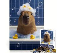Rompecabezas de 1000 Piezas con diseño de Capibara en bañera con patitos de Goma para Adultos Actividad Cerebral, Relajante y Divertida Corte preciso Regalo Ideal de Navidad (50x75cm)