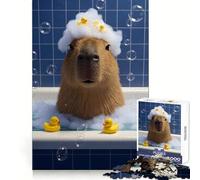 Rompecabezas de 1000 Piezas con diseño de Capibara en una bañera con patitos de Goma para Adolescentes Piensa estratégicamente, Calma, distracción, Ajuste preciso, Regalo sincero (38x52cm)