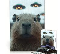 Rompecabezas de 1000 Piezas con diseño de Capibara y ovnis al Fondo, Ideal para Adolescentes, para ejercitar la Mente, Relajarse y Disfrutar de un rato Agradable Navidad (38x52cm)