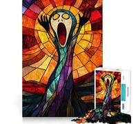 Rompecabezas de 1000 Piezas con diseño de Cara aterradora y gritos para Adolescentes Juguete Mental para Momentos de Paz Corte Premium Regalo artístico (38x52cm)