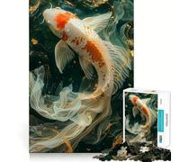 Rompecabezas de 1000 Piezas con diseño de Carpas koi Naranjas para Adultos Ideal para Mejorar la Memoria Un pasatiempo Relajante Corte Firme Fiestas (38x52cm)